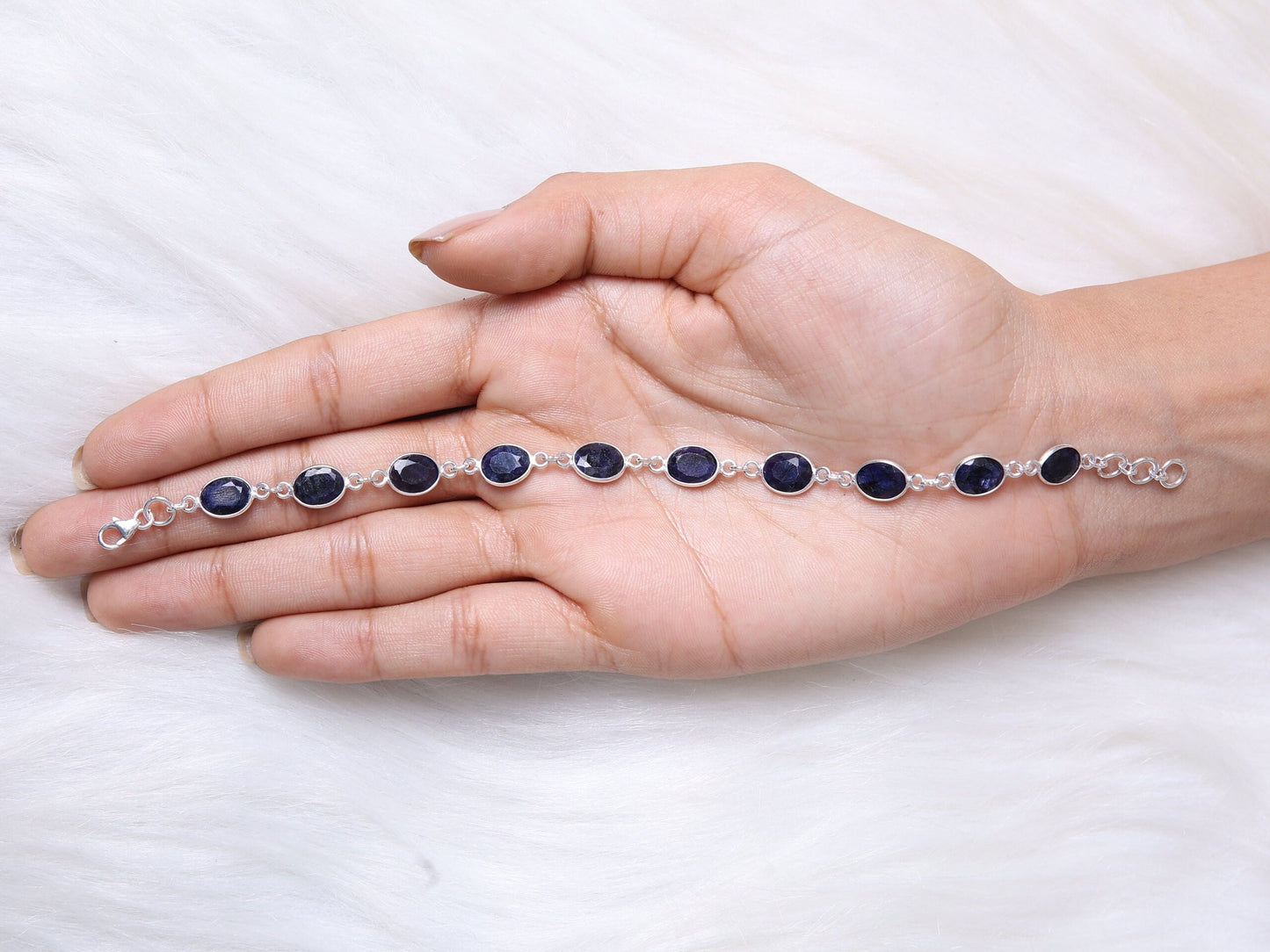 Blue Sapphire Sterling Silver Bracelet