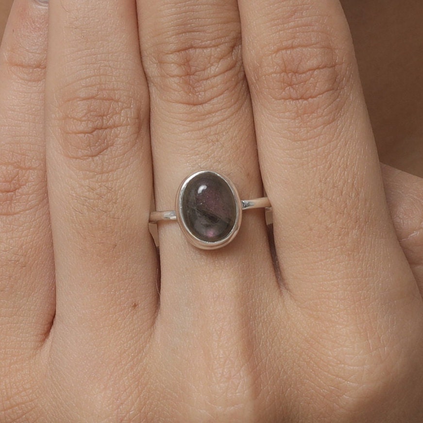 Purple Labradorite Sterling Silver Ring