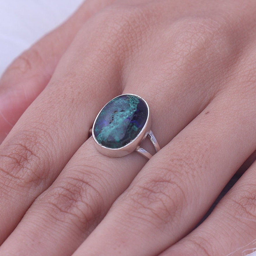 Azurite Malachite Sterling Silver Ring