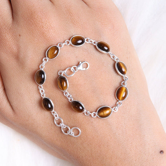 Tiger Eye Sterling Silver Bracelet