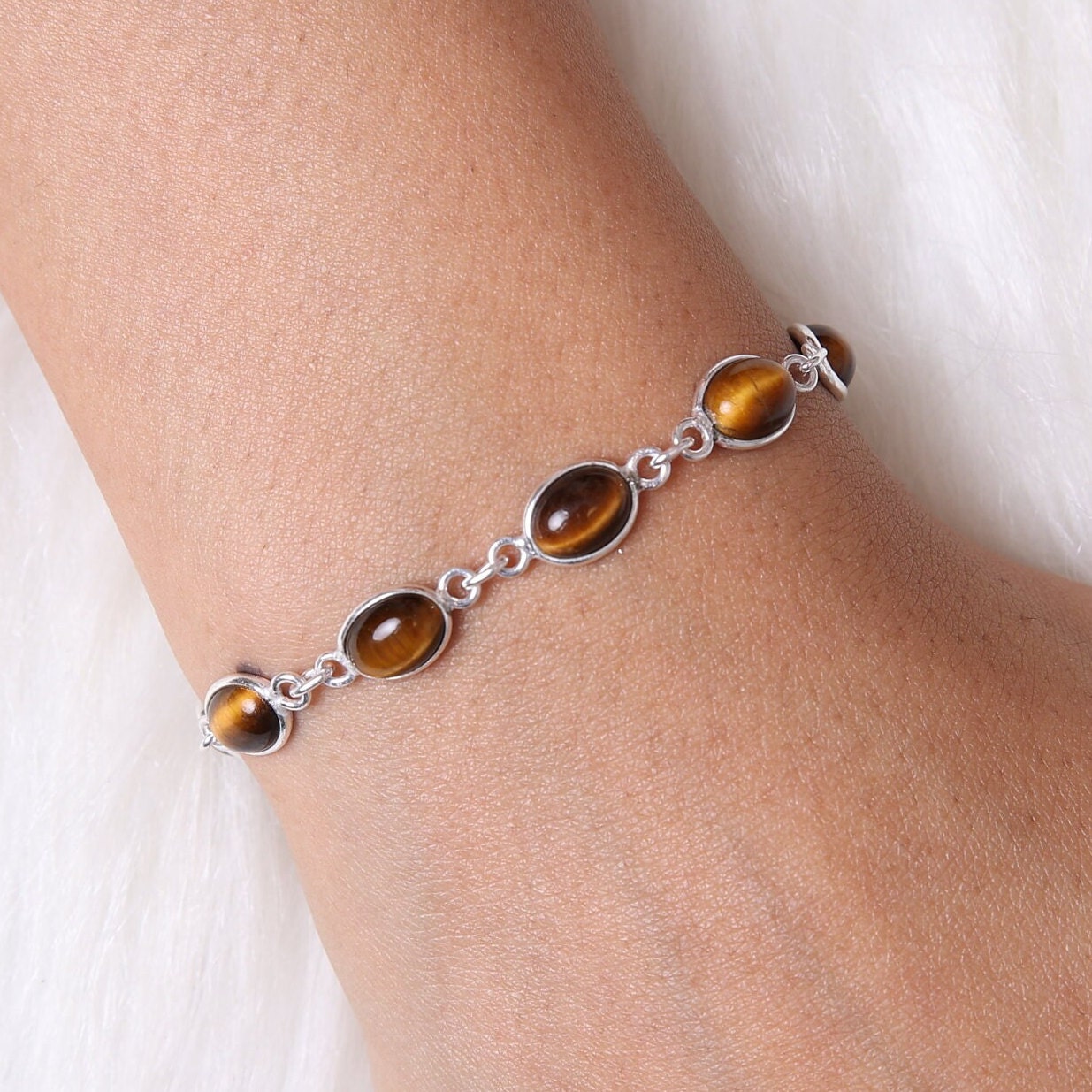 Tiger Eye Sterling Silver Bracelet